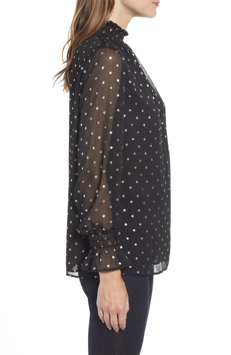 Ming Wang Polka Dot Georgette Blouse, Alternate, color,