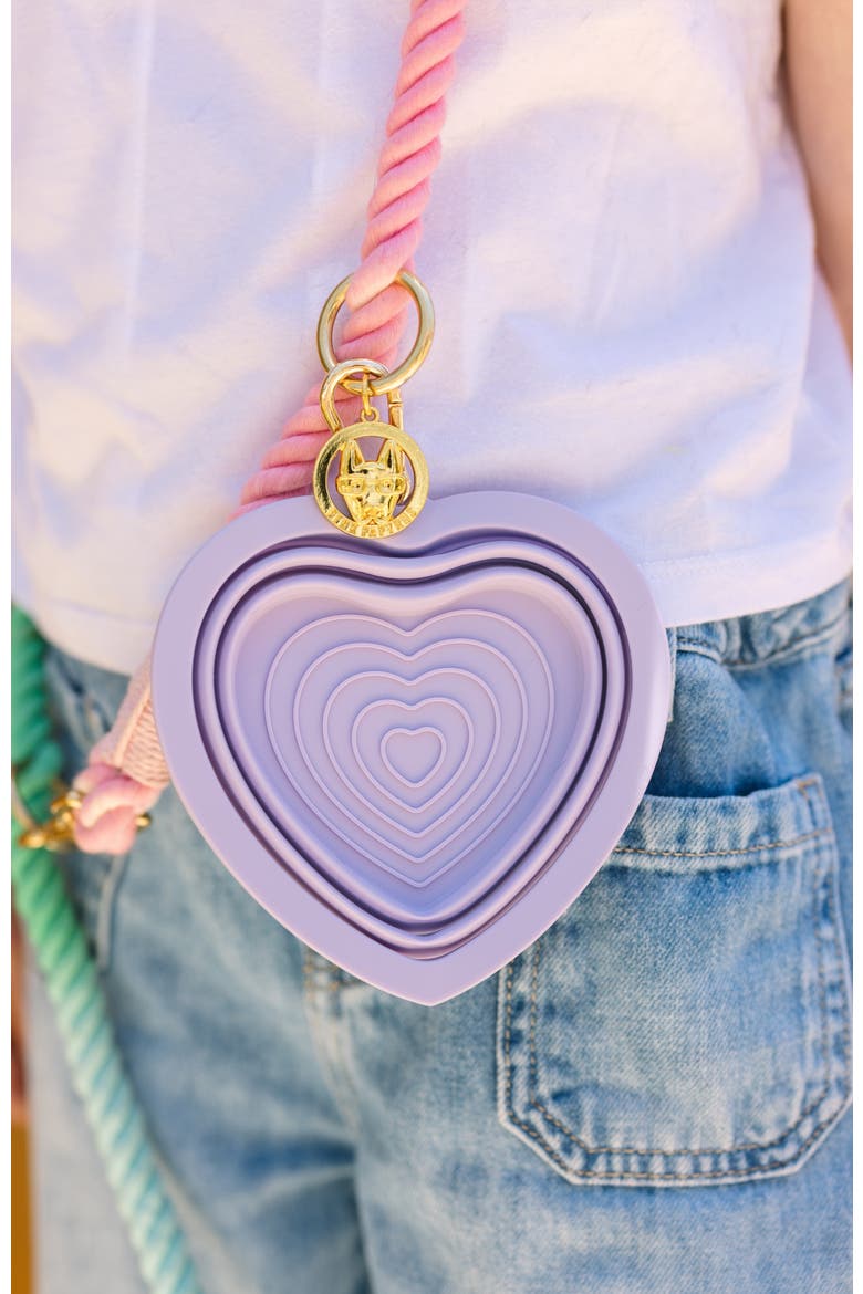 Heart Collapsible Bowl, Alternate, color, Lavender