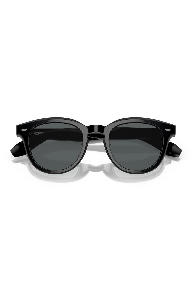 N.05 48mm Polarized Small Round Sunglasses, Main, color, BLACK