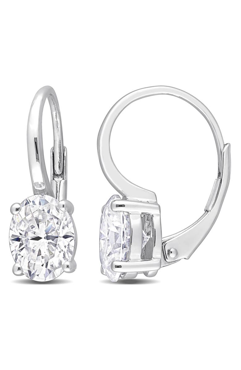 DELMAR Oval Created Moissanite Lever Back Earrings, Main, color, White