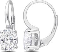 DELMAR Oval Created Moissanite Lever Back Earrings