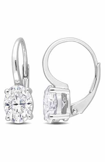 Oval Created Moissanite Lever Back Earrings