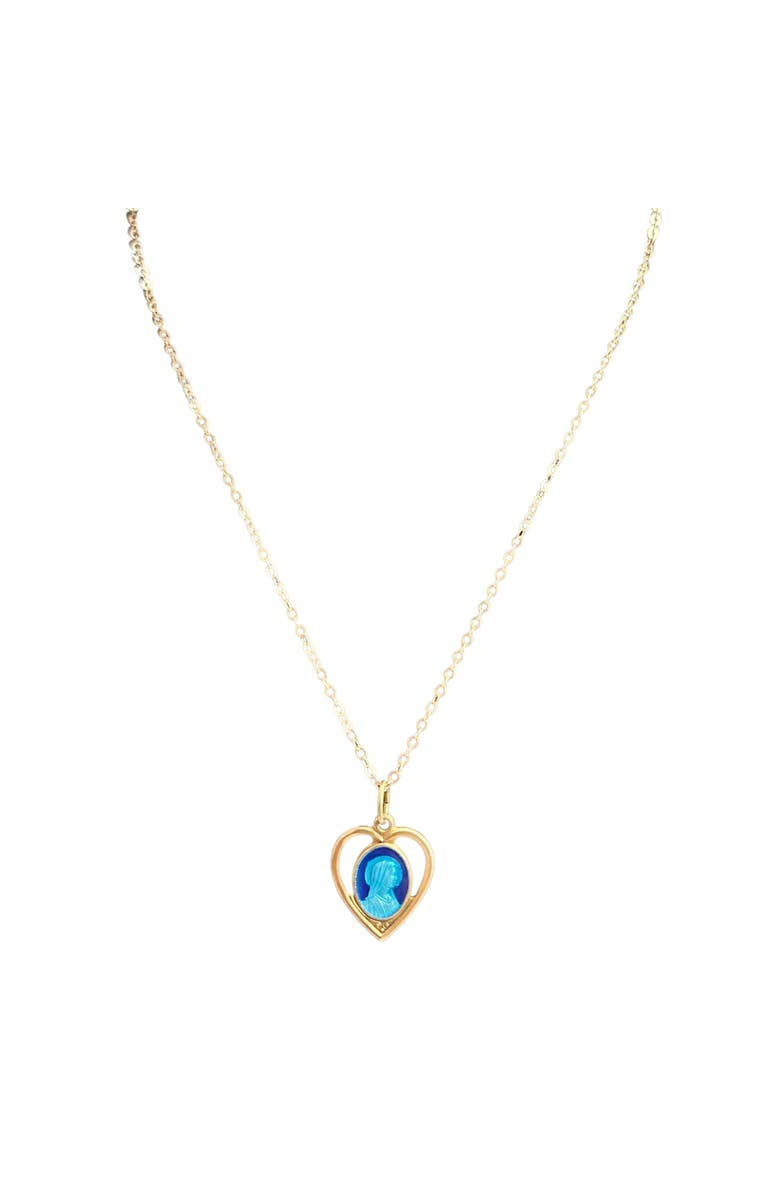 MADISON BEVERLY HILLS Vintage Virgin Mary Pendant Heart Necklace, Main, color, Blue