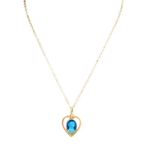 Vintage Virgin Mary Pendant Heart Necklace