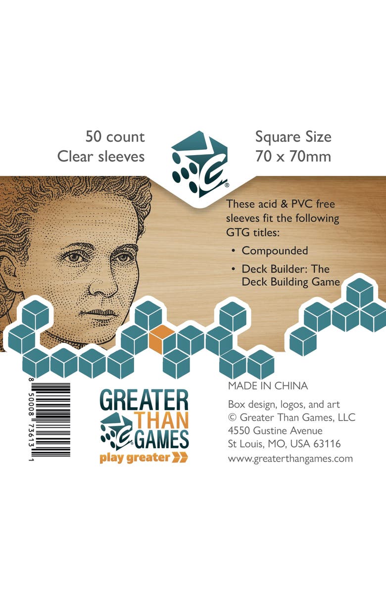 Greater Than Games Square Size Clear Card Sleeves 50pcs, Main, color, Multicolored