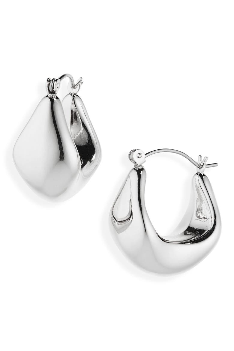 Basket Hoop Earrings, Main, color, SILVER