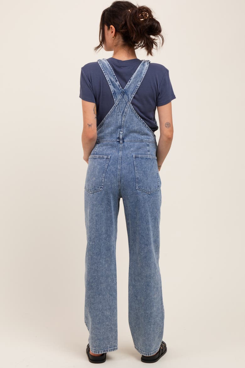 Wash Rolled Cuff Denim Overalls, Alternate, color, Light Blue
