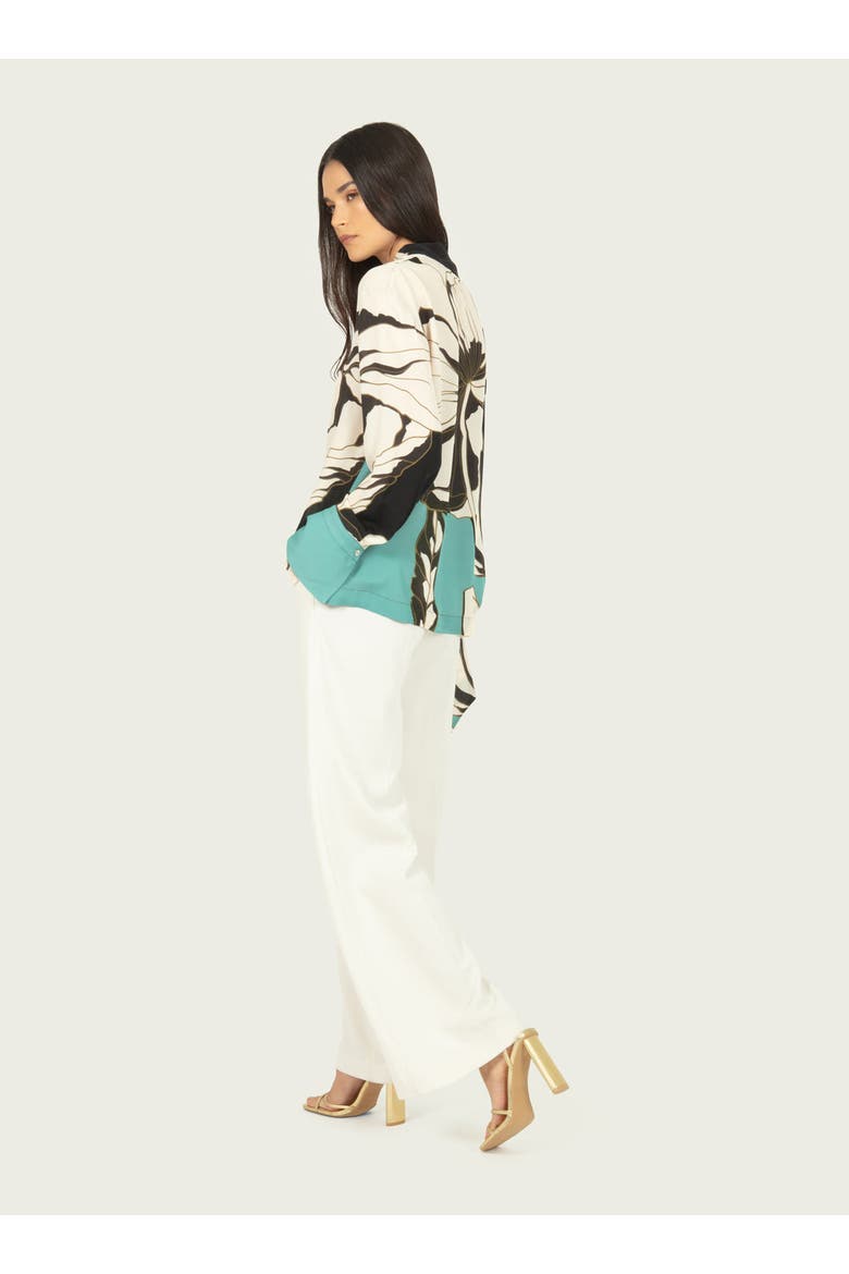 Chiara Blouse, Alternate, color, CYAN GREEN ABSTRACT FLORAL