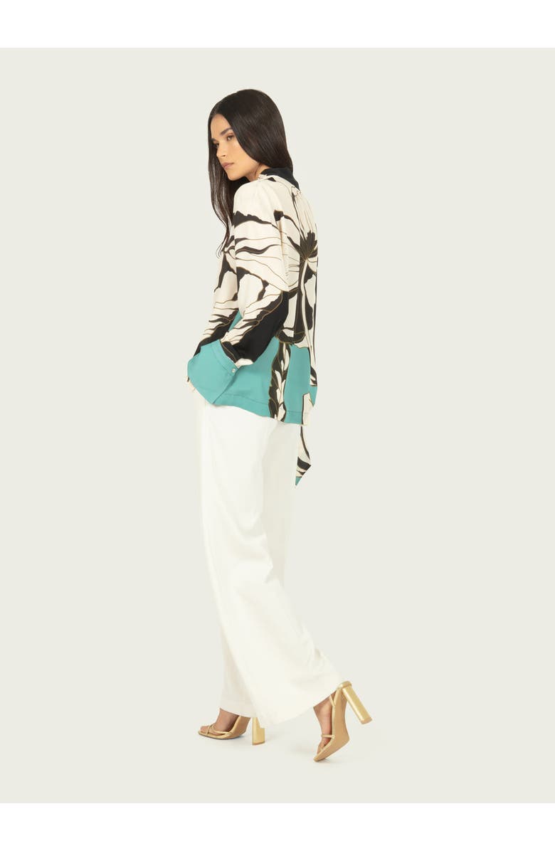 SECRET MISSION Chiara Blouse, Alternate, color, Cyan Green Abstract Floral