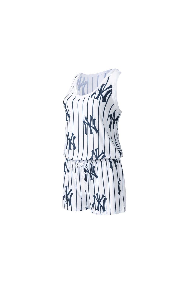 Women's Concepts Sport White New York Yankees Reel Pinstripe Knit Romper, Alternate, color, White
