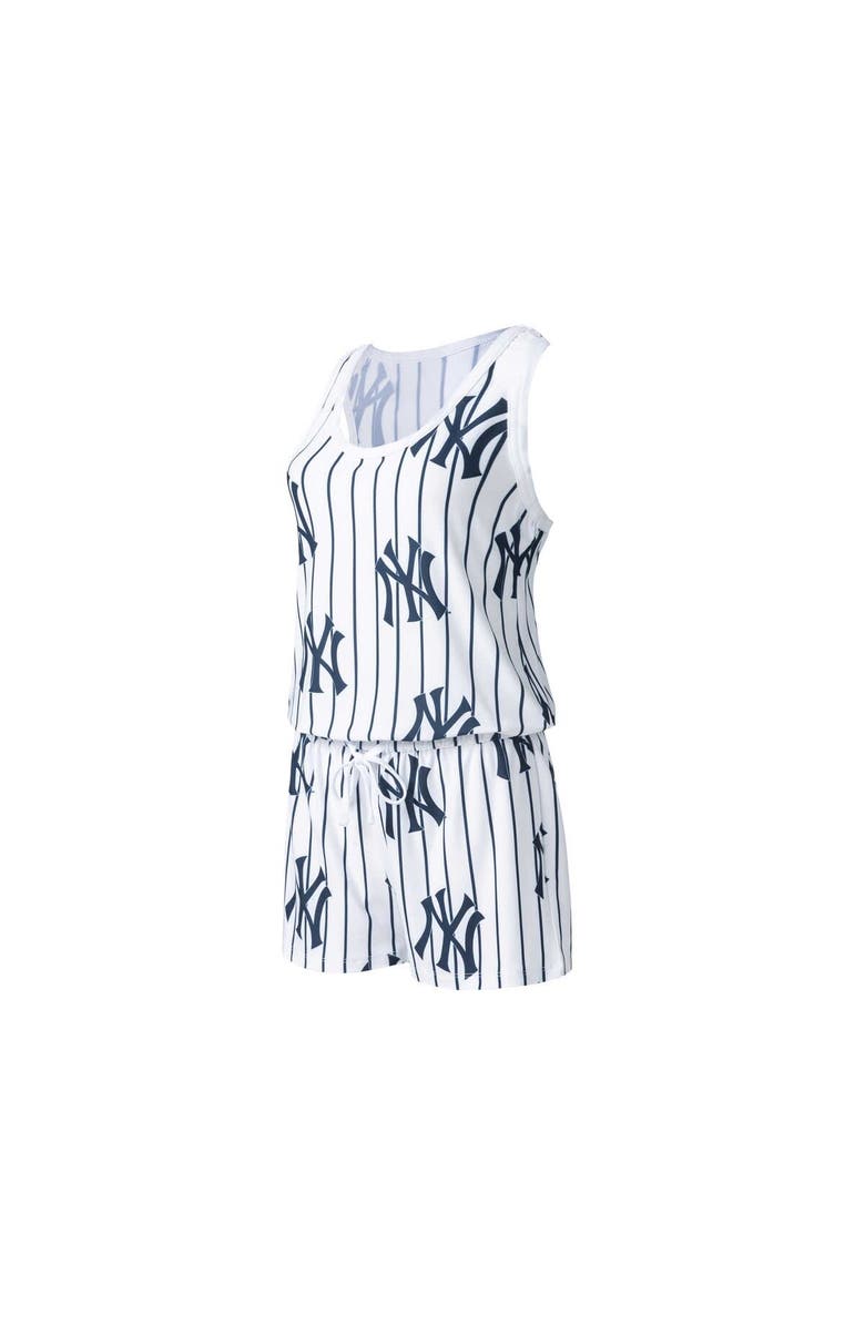 CONCEPTS SPORT Women's Concepts Sport White New York Yankees Reel Pinstripe Knit Romper, Alternate, color, White