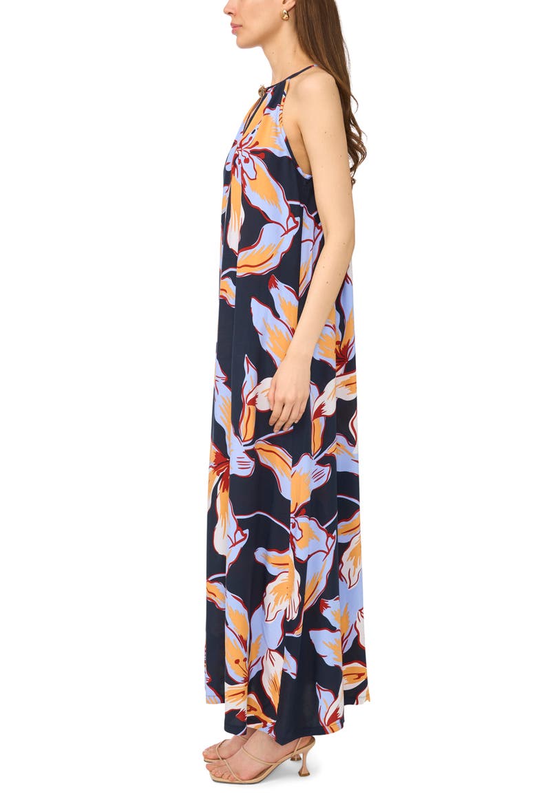 Flowy High Neck Maxi Dress, Alternate, color, BEESWAX