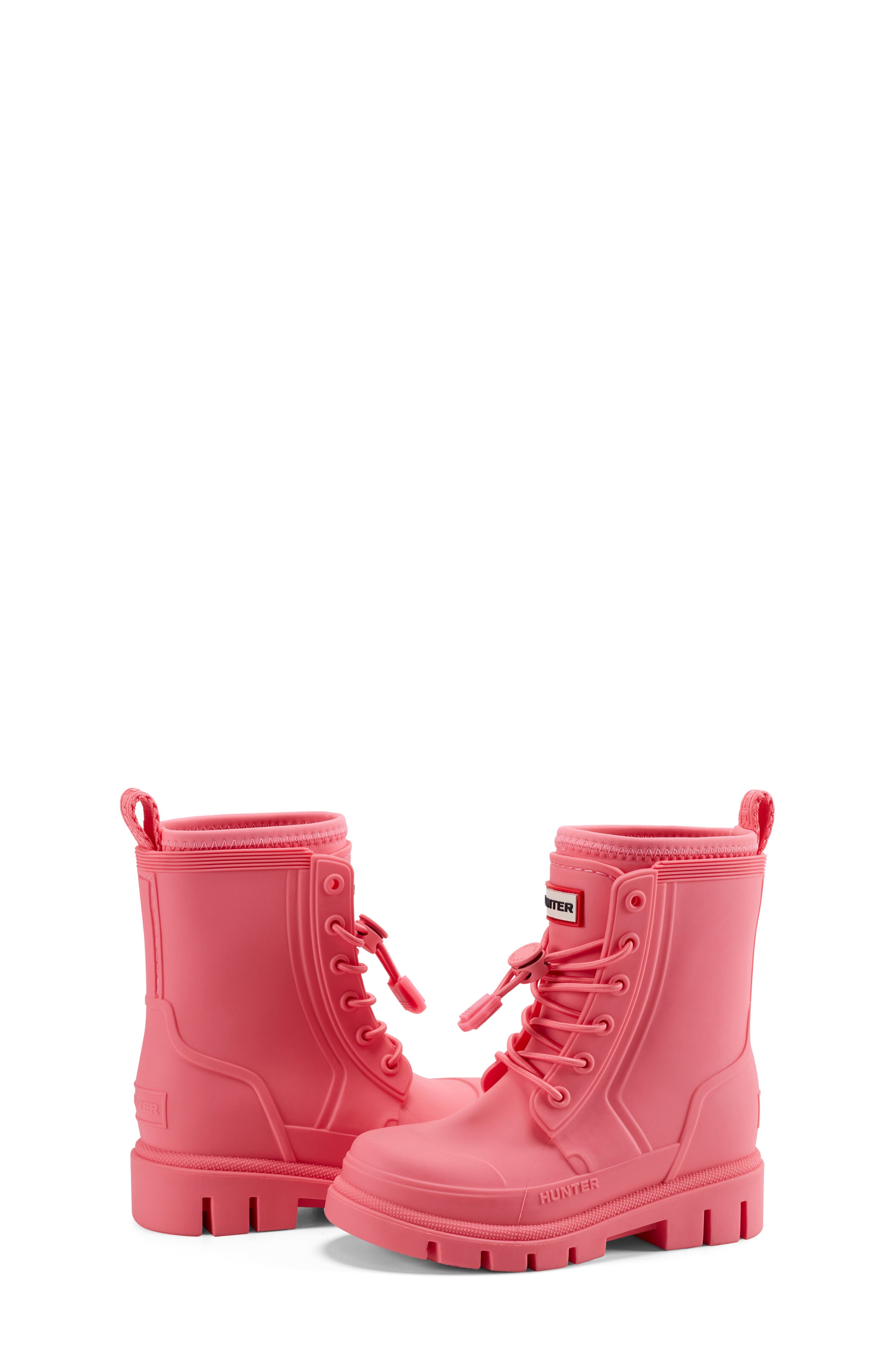 Kids' Stamp Waterproof Lace-Up Rain Boot, Alternate, color, PINK