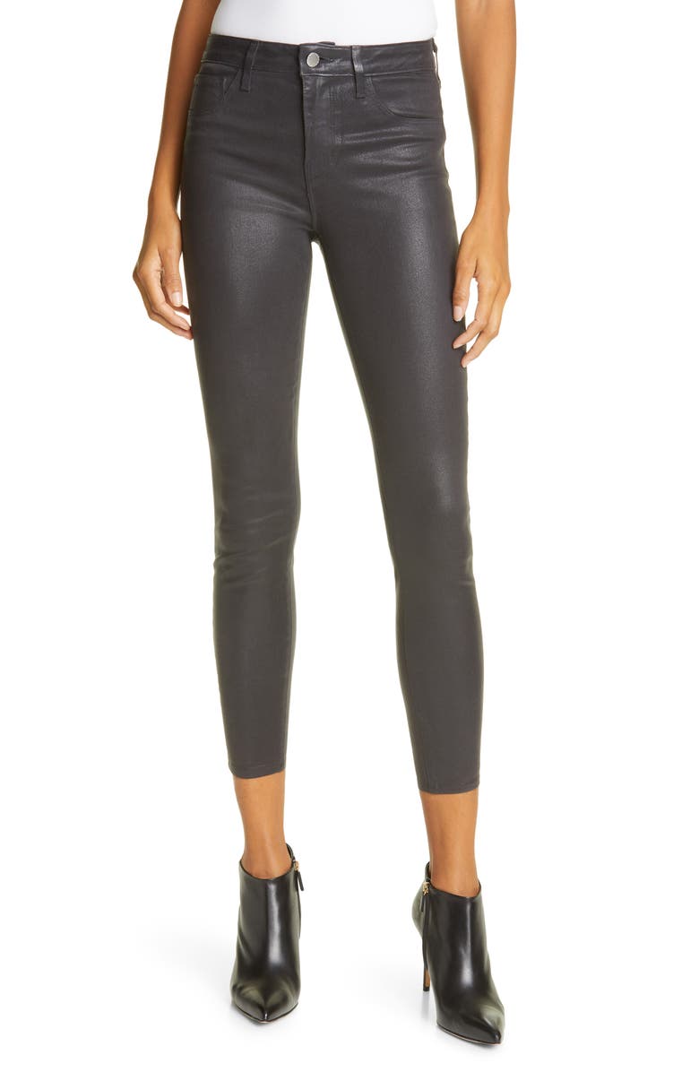 L'AGENCE Margot Coated Crop Skinny Jeans, Main, color,