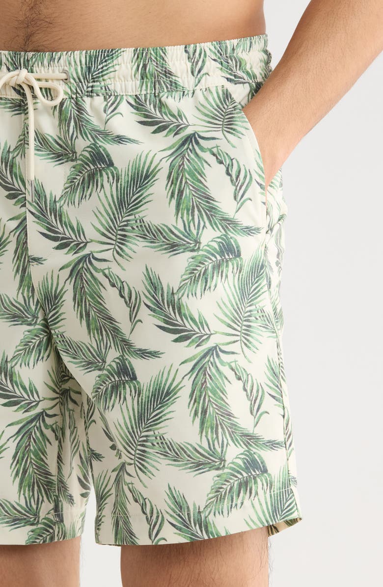 Nordstrom 7-Inch Volley Swim Shorts, Alternate, color, White Bone Floating Fronds