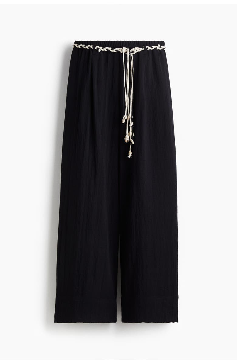 H&M Macramé-belt Trousers, Main, color, Black
