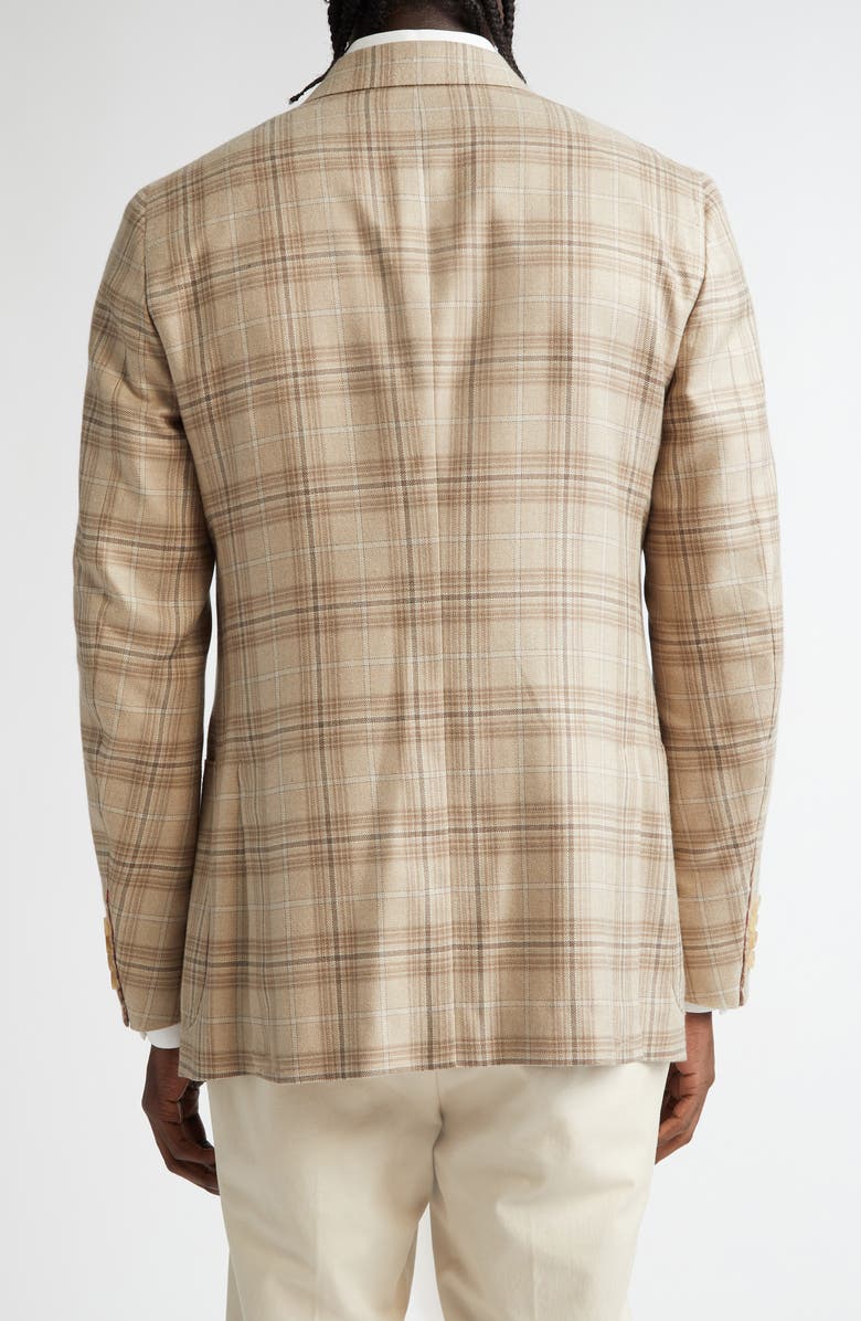 ISAIA Domenico Plaid Silk & Cashmere Sport Coat, Alternate, color, Light Beige