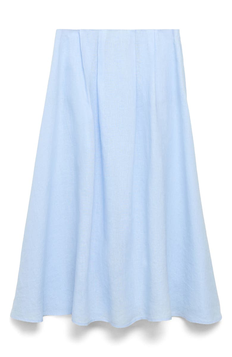 MANGO Pleated Linen Maxi Skirt, Alternate, color, Sky Blue