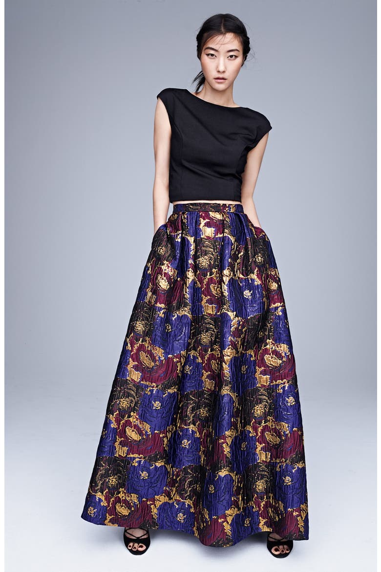 Two-Piece Jacquard Ballgown, Alternate, color, PURPLE MULTI