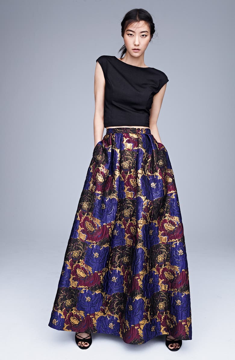 Aidan by Aidan Mattox Two-Piece Jacquard Ballgown, Alternate, color, 