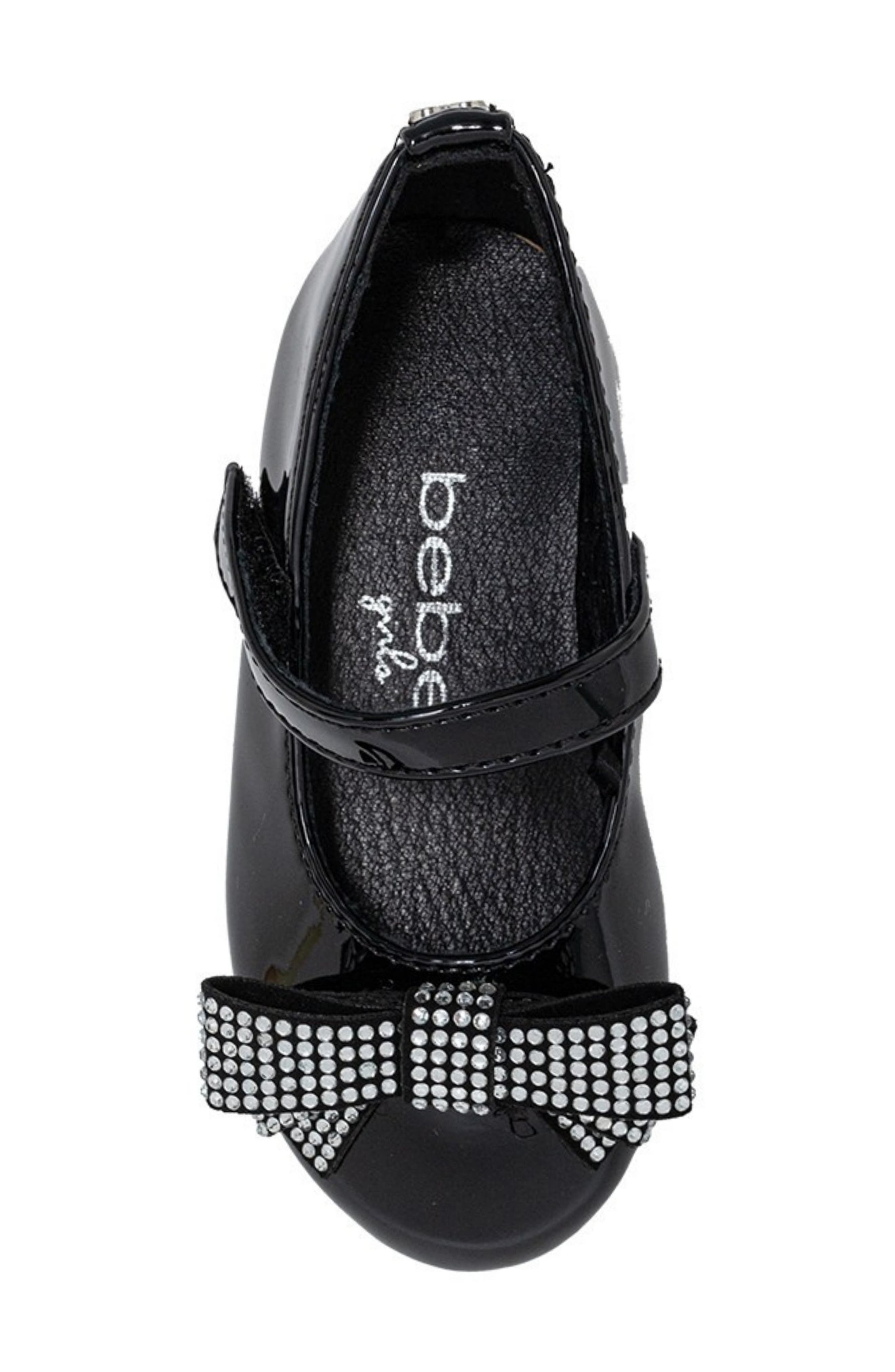 bebe Kids' Embellished Bow Mary Jane Flat, Alternate, color, Black