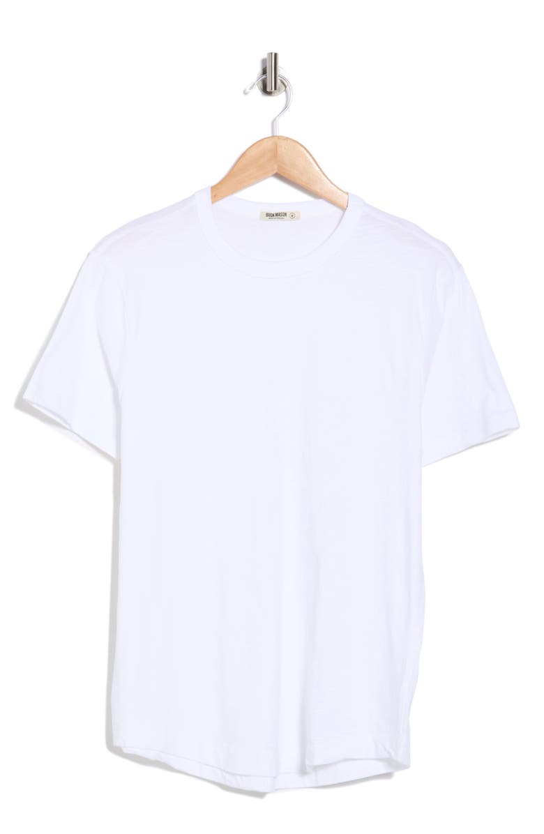 BUCK MASON Pima Cotton Slub Curved Hem T-Shirt, Main, color, White