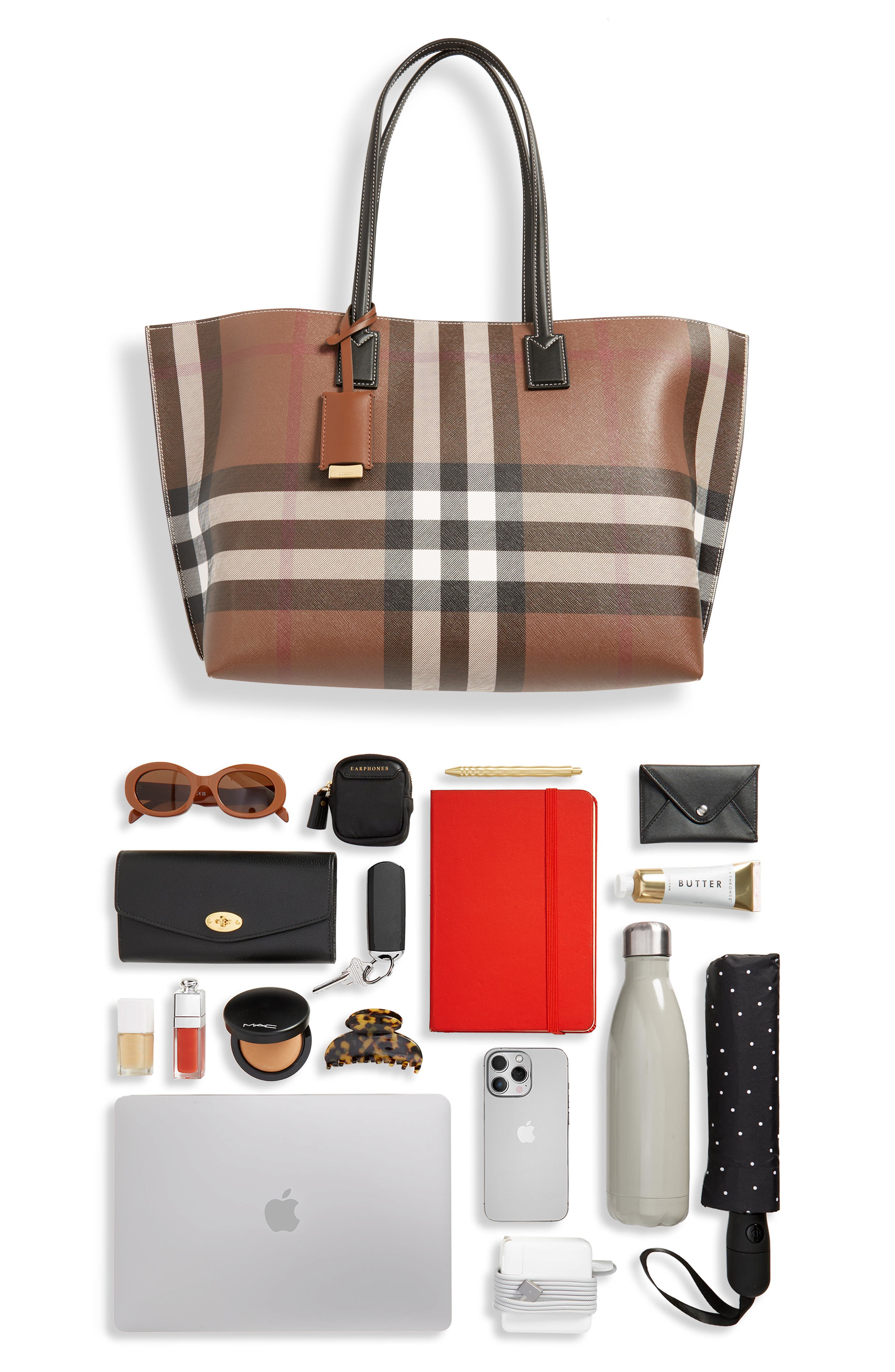 Женские сумки Burberry Medium Check E-Canvas & Leather Tote — фото 8