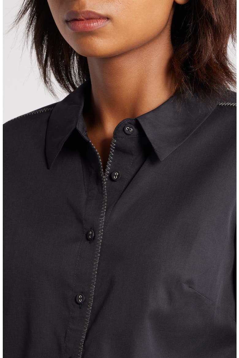 Roll Tab Button-Up Shirt, Alternate, color, BLACK