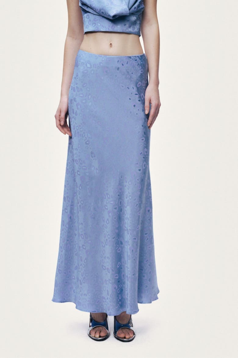 Printed Midi Flare Skirt, Alternate, color, Blue