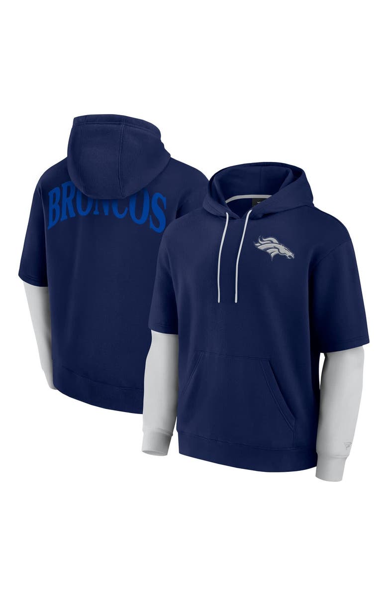 FANATICS Unisex Fanatics  Navy Denver Broncos Sleek Elements Pullover Hoodie, Main, color, Navy