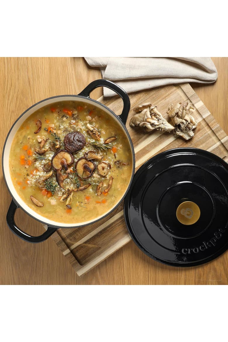 7 Quart Round Enameled Cast Iron Dutch Oven, Alternate, color, Black