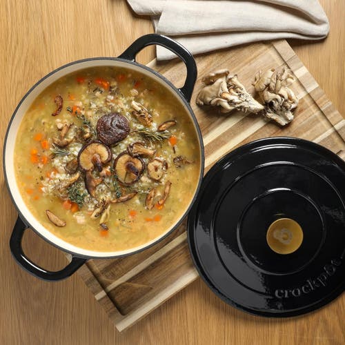 Crock-pot Crockpot 7 Quart Round Enameled Cast Iron Dutch Oven In Black