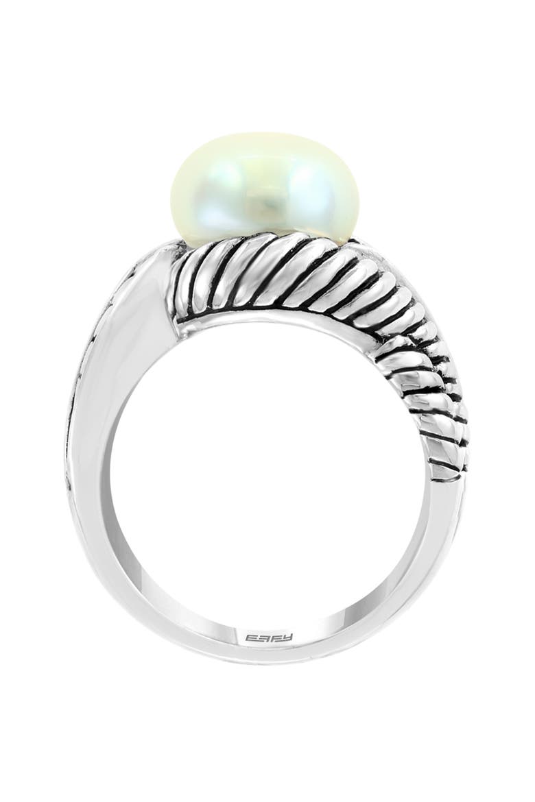 Sterling Silver & 18K Gold Freshwater Pearl Ring, Alternate, color, WHITE