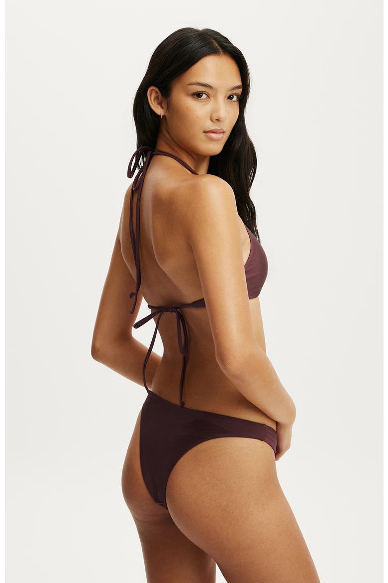 Women's Scoop Neck Halter Bikini Top, Alternate, color, Plum Kiss Shimmer