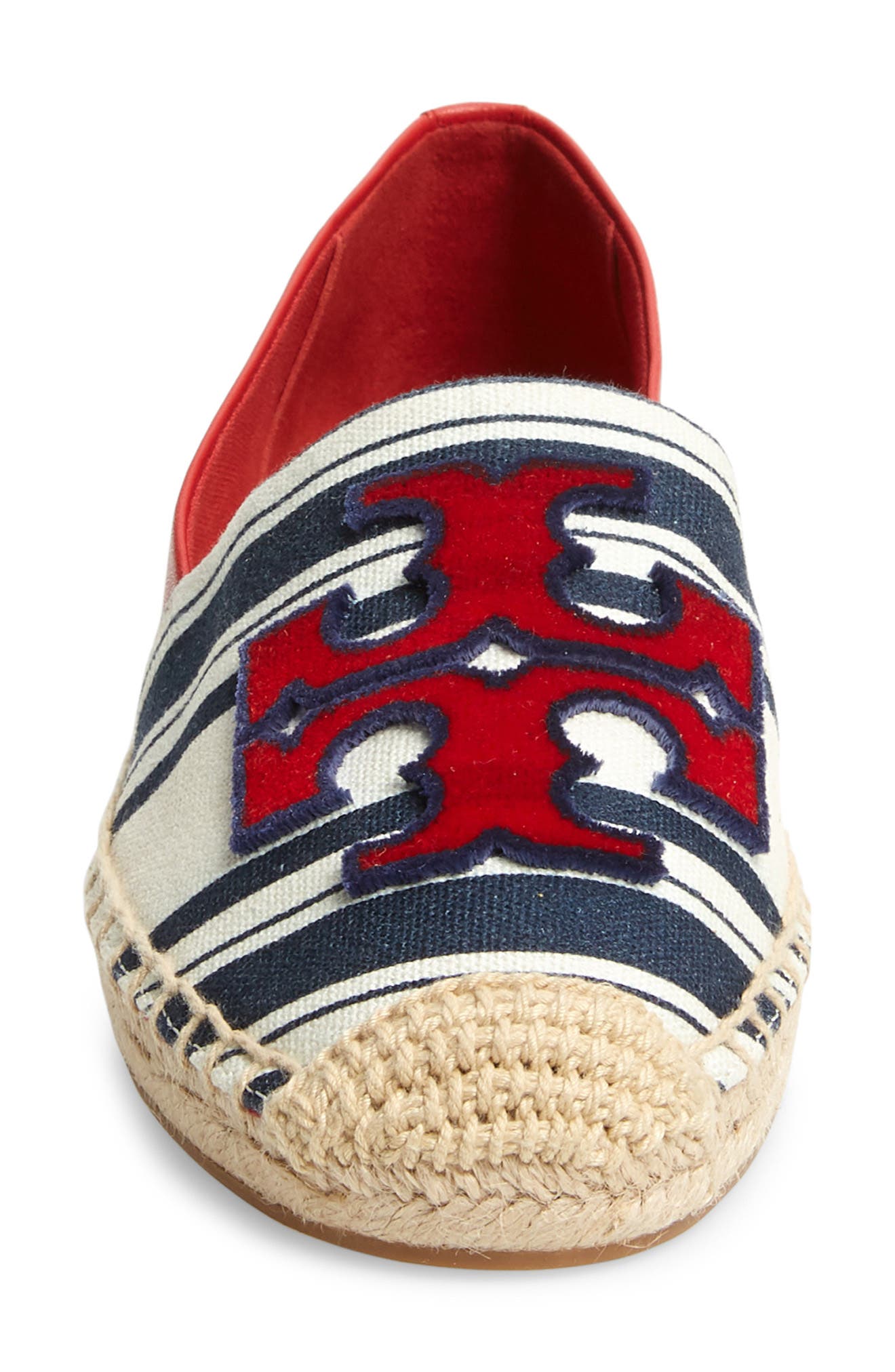 Ines Espadrille, Alternate, color, NAVY BOLD AWNING STRIPE/ RED