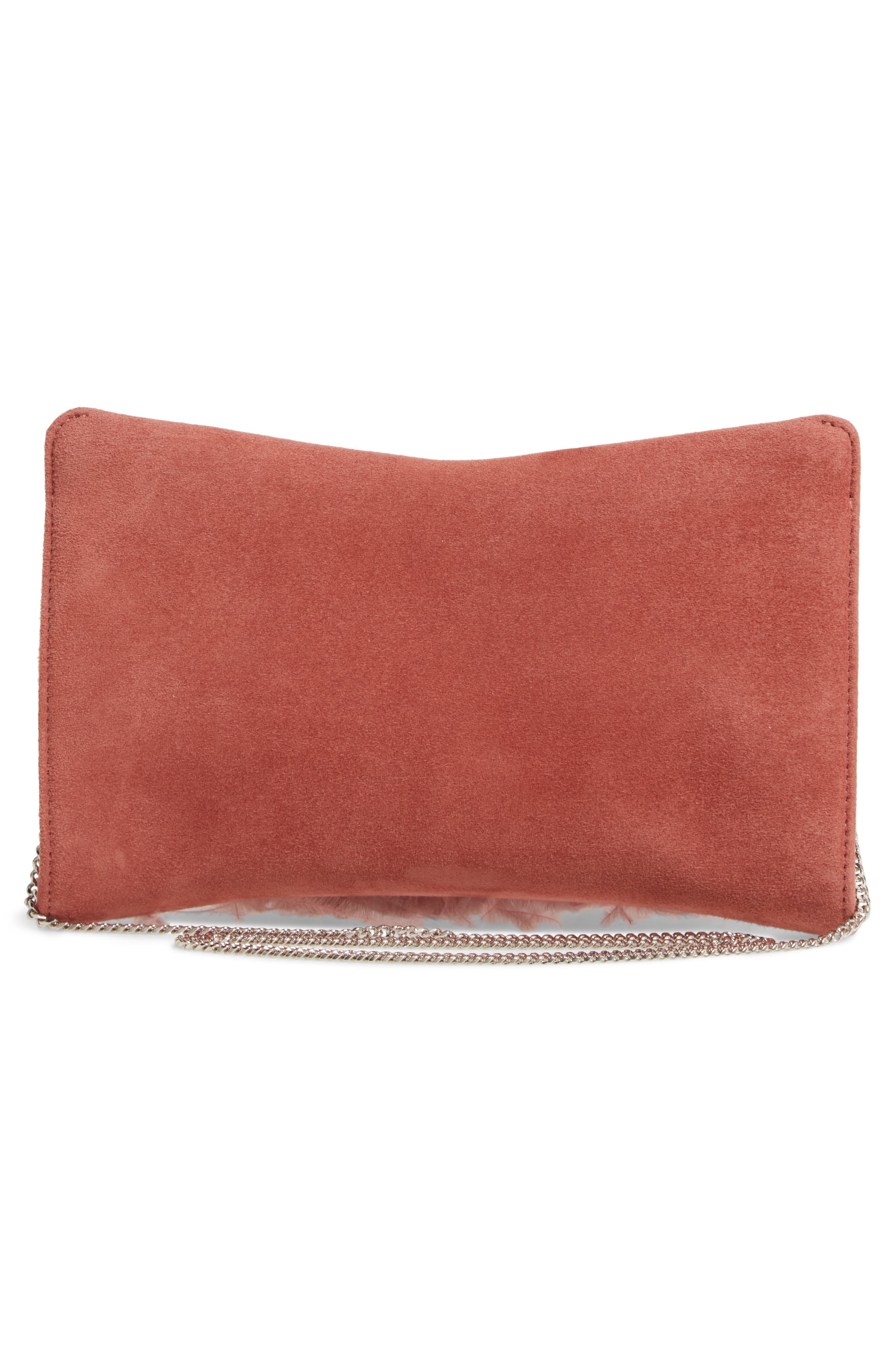 Jimmy Choo Feather Leather Clutch with Crystal Bracelet Handle, Alternate, color, 