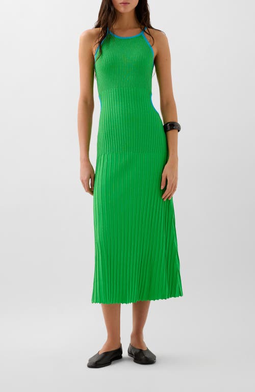 Scalpers Lurex Knit Open Dress In Green
