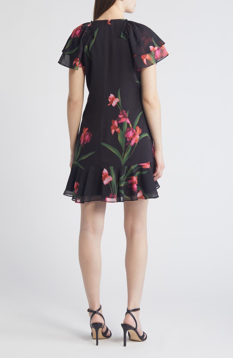 Ted Baker London Fasnia Floral Wrap Minidress, Alternate, color, Black