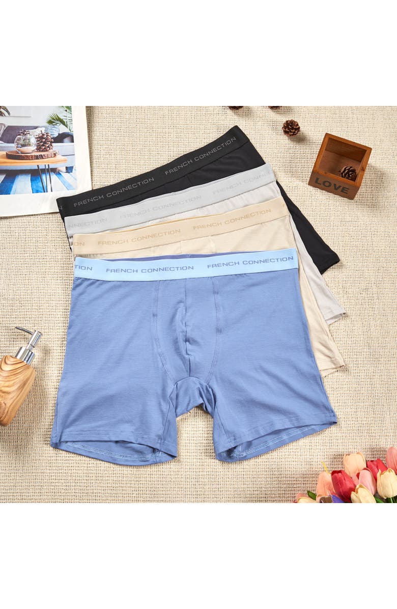French Connection 4-Pack Modal Boxer Brief, Main, color, Blue Multi