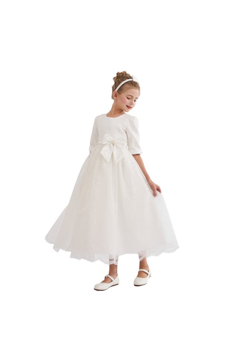 Shannora Puff Sleeve Formal Dress, Alternate, color, White