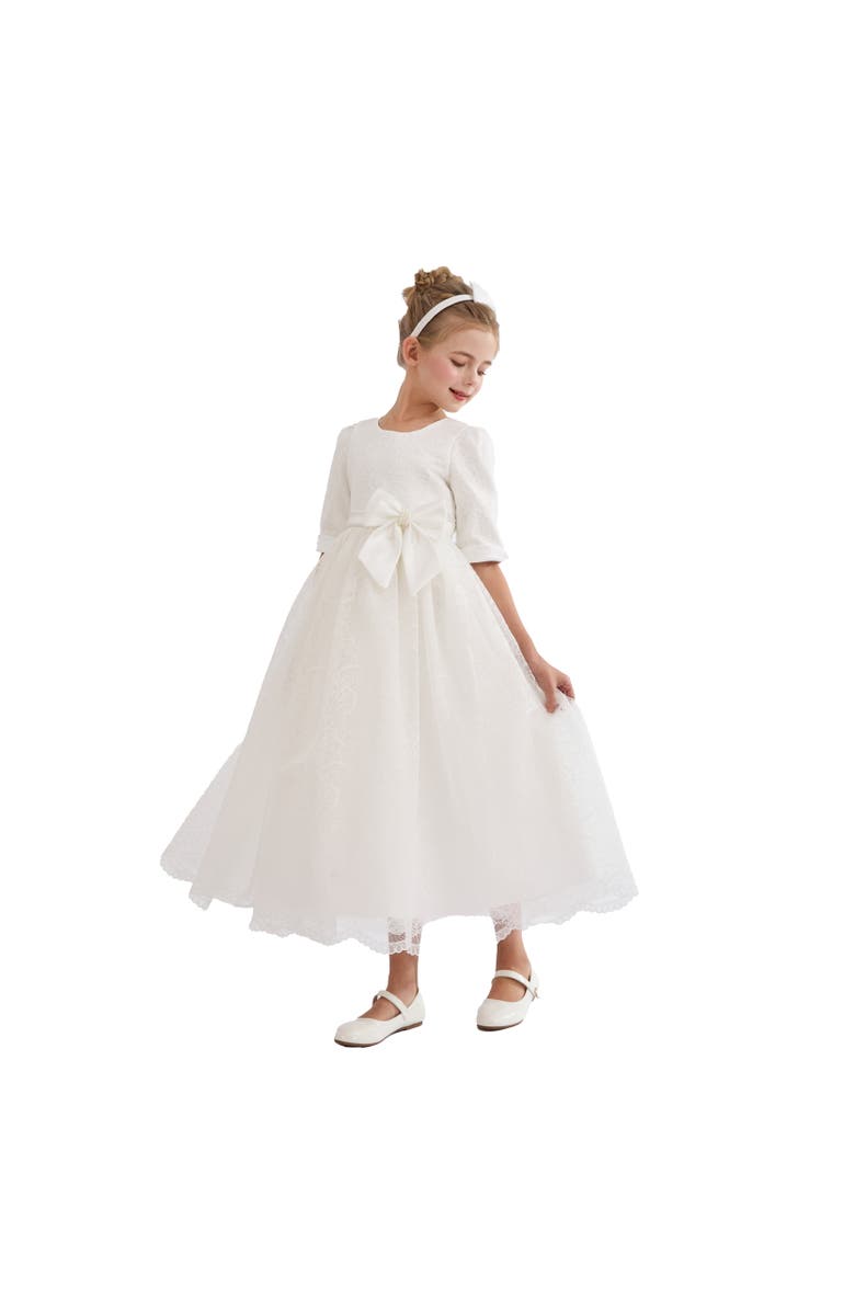 Tulleen Shannora Puff Sleeve Formal Dress, Alternate, color, White