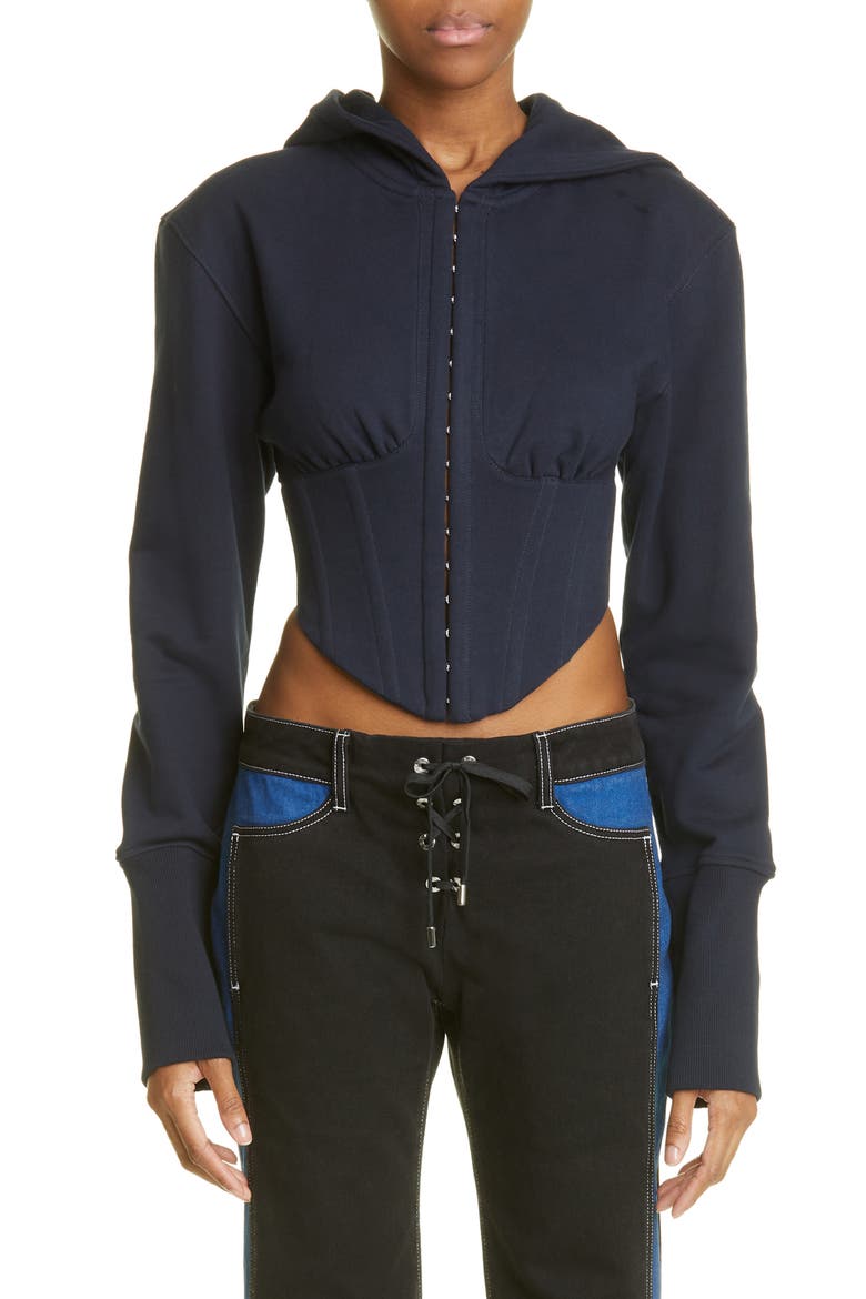 Undercorset Cotton French Terry Hoodie, Main, color, NAVY