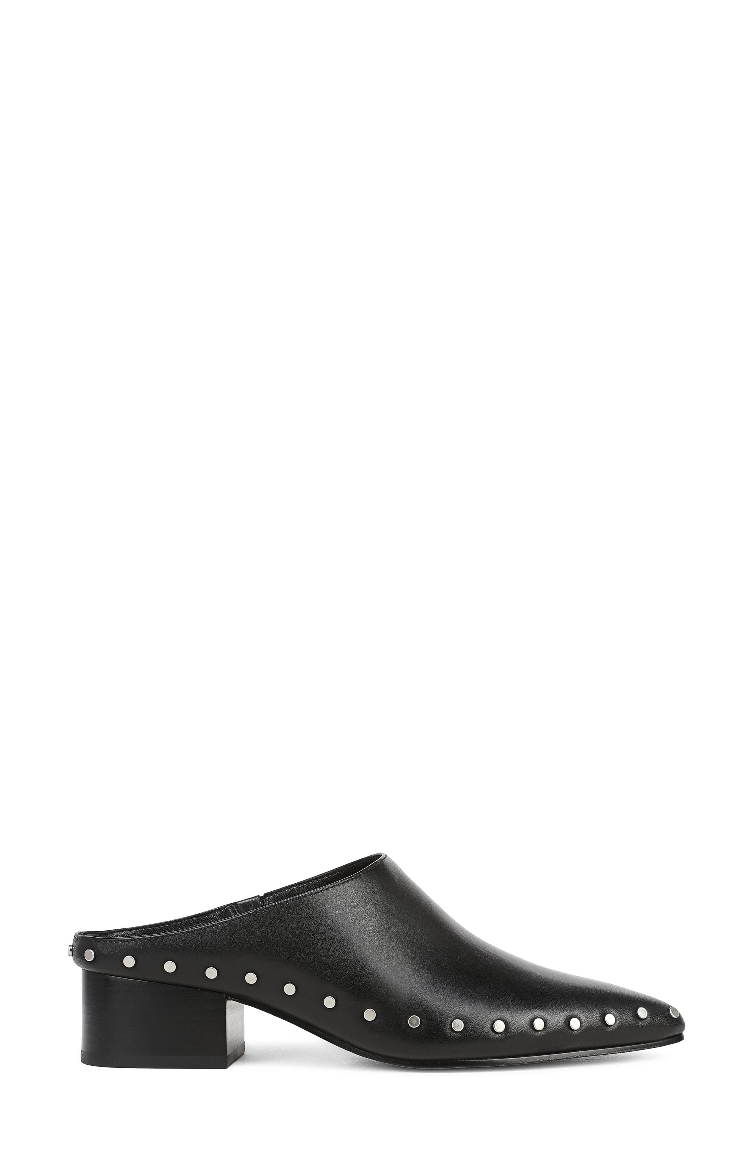 August Studded Leather Mule, Alternate, color, BLACK