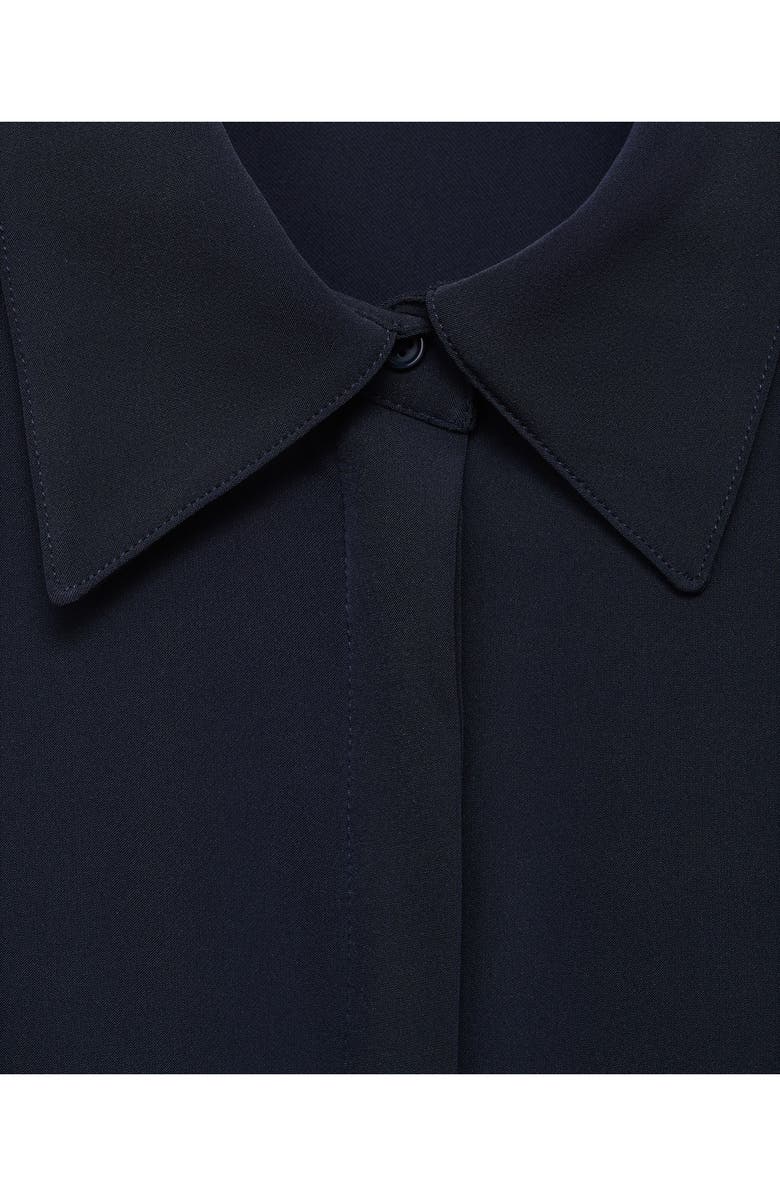 MANGO Long Sleeve Belted Shirtdress, Alternate, color, Navy