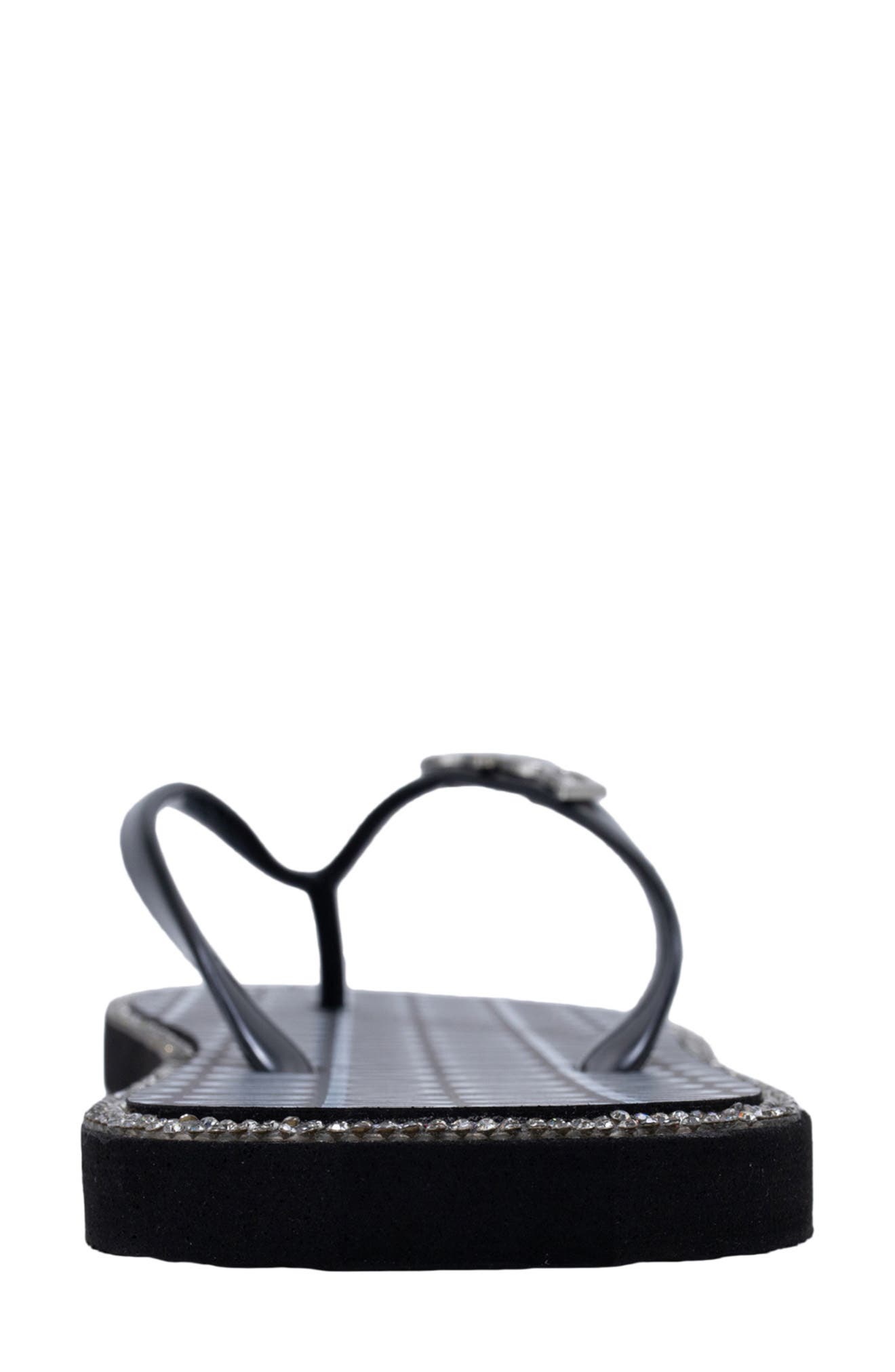 bebe Logo Print Flip Flop, Alternate, color, Black