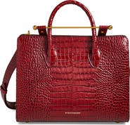 Strathberry Midi Croc Embossed Leather Tote