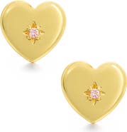 Lily Nily Kids' Pink Cubic Zirconia Heart Stud Earrings