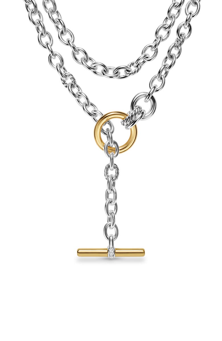 David Yurman DY Mercer<sup>®</sup> Double Row Toggle Chain Necklace with Diamonds, 8mm, Main, color, Diamond/ Silver/ Gold
