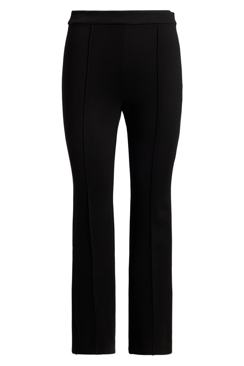 Pintuck Stretch Knit Ankle Bootcut Pants, Alternate, color, BLACK