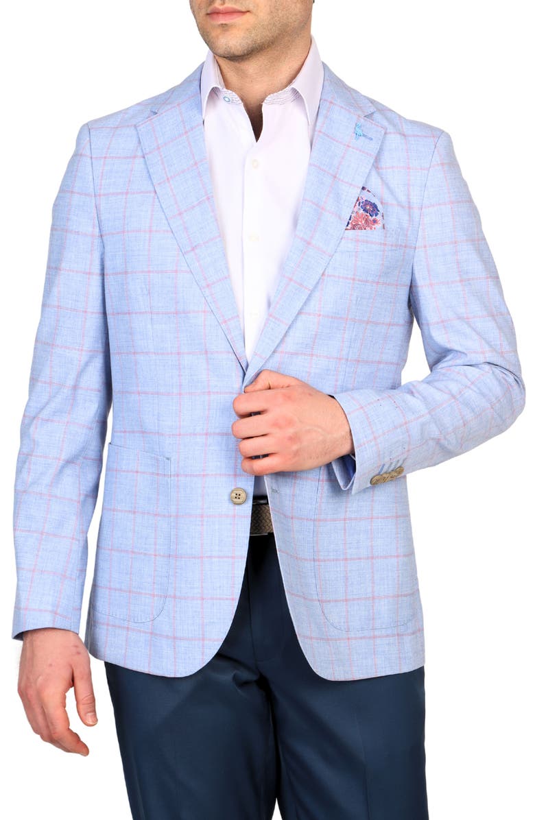TailorByrd Mélange Windowpane Sport Coat, Main, color, Blue